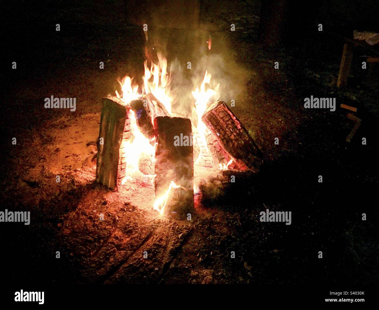 Winter bonfire. - Smartphone Captured Stock Image