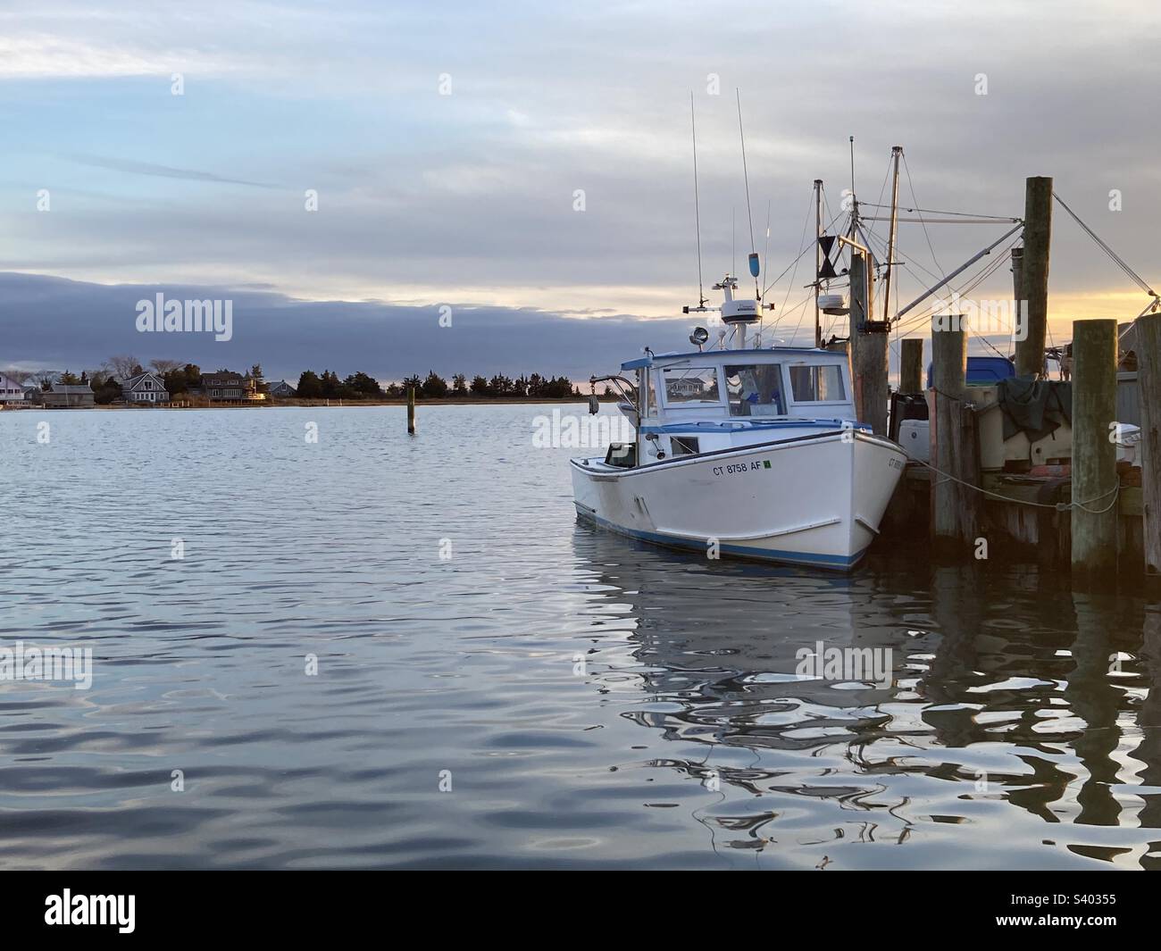 Clinton, Connecticut, USA November 29, 2022 town marina with boat