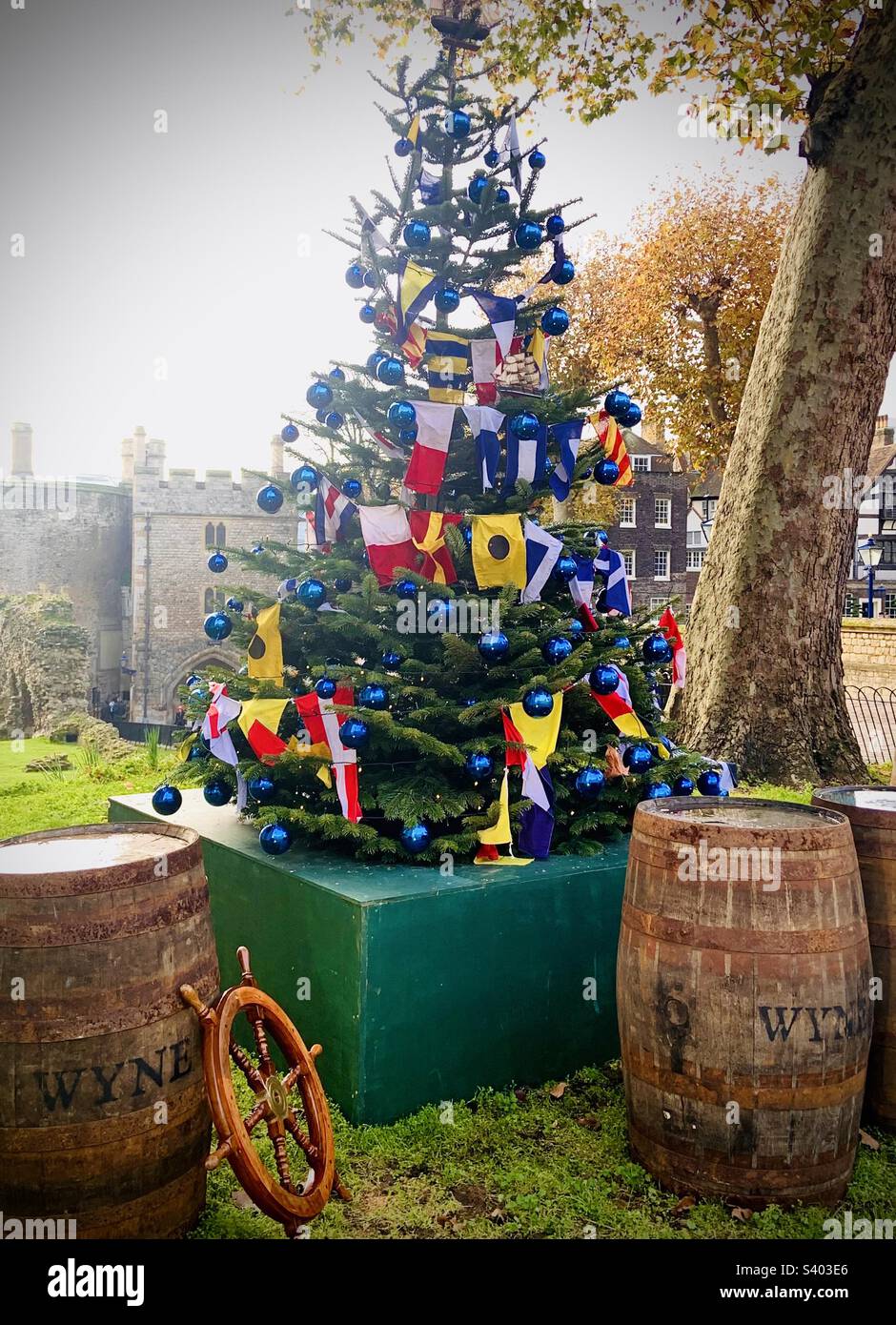 Christmas 2022 at the Tower of London. Christmas tree with different