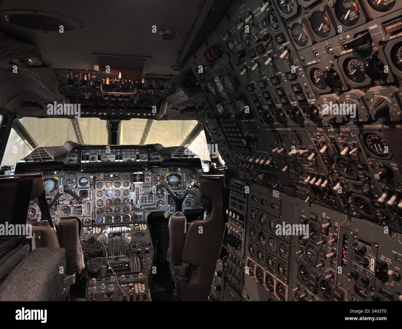 Inside cockpit of Concorde United Kingdom Stock Photo