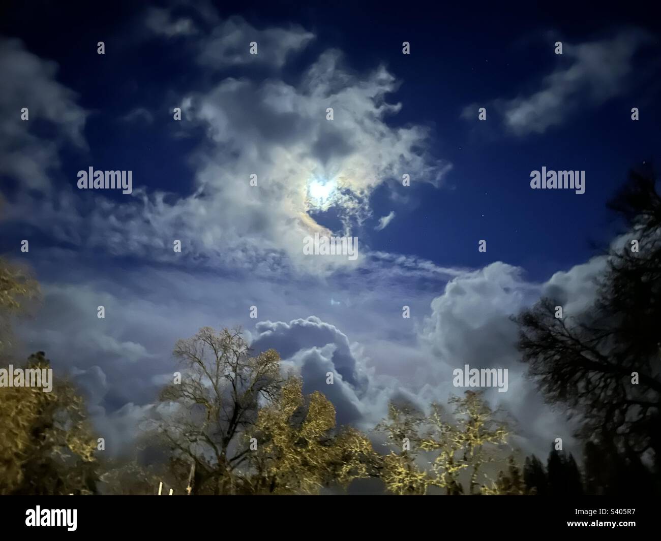 Stunning sky view after dark after rain storm Stock Photo