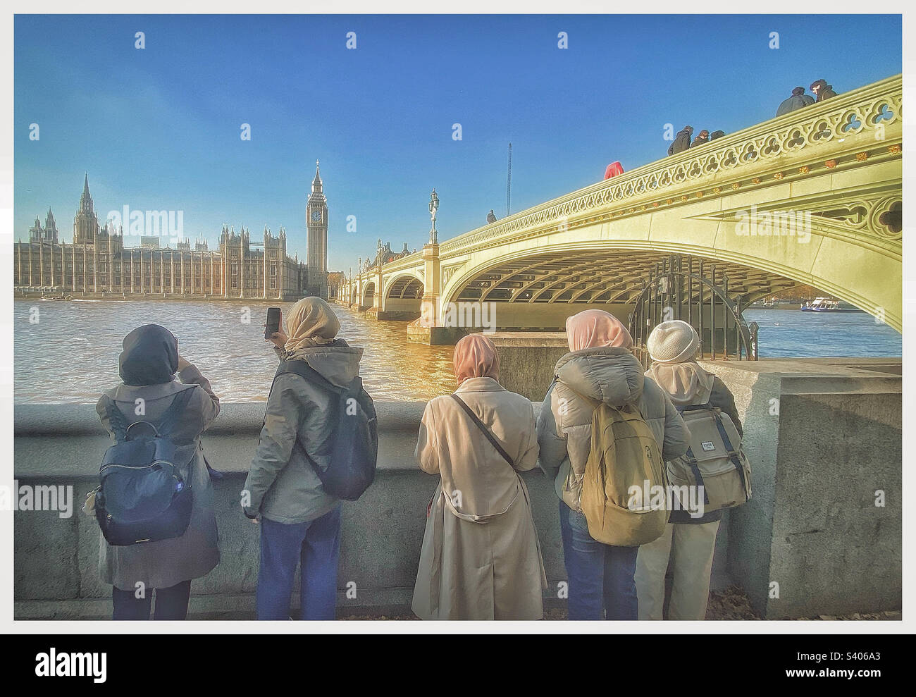 Tourists sightseeing in Westminster, London. Stock Photo