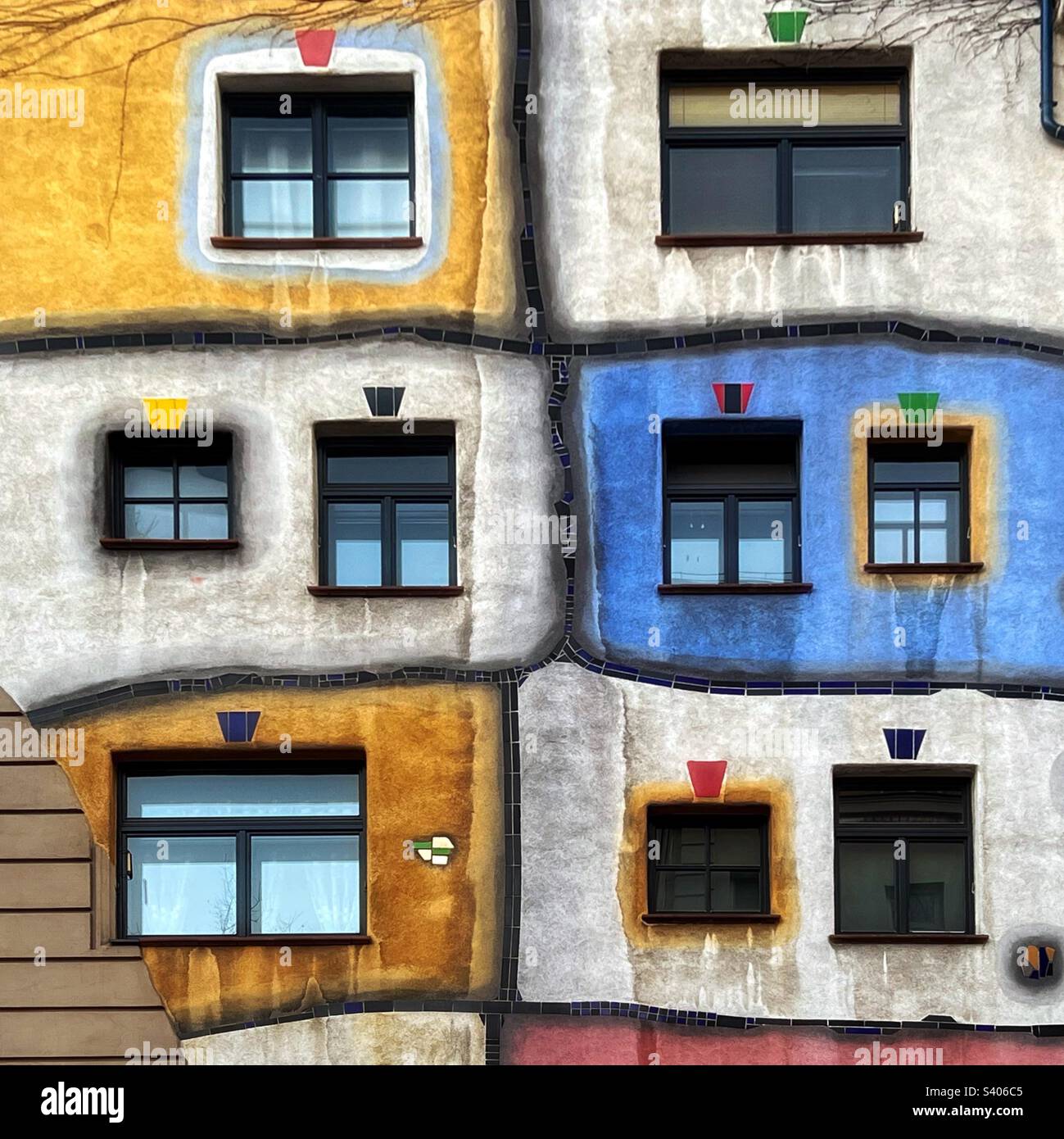 Detail of the Hundertwasser House in Vienna, Austria - Smartphone Captured Stock Image