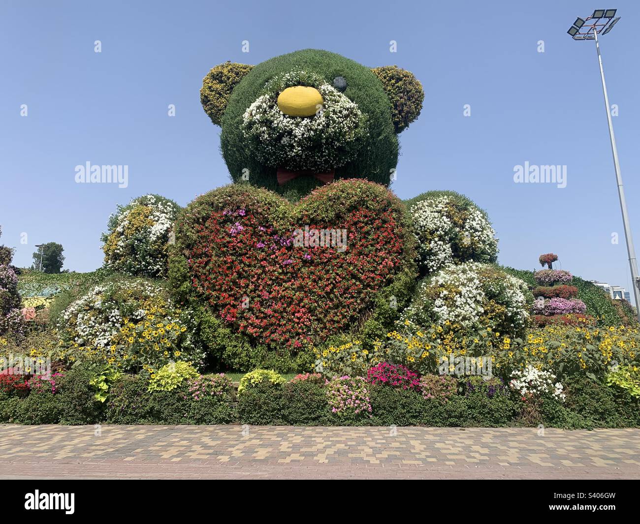 Dubai, United Arab Emirates - June 3, 2022: Floral creations on display at the Dubai Miracle Garden, the world’s largest natural flower garden - Smartphone Captured Stock Image