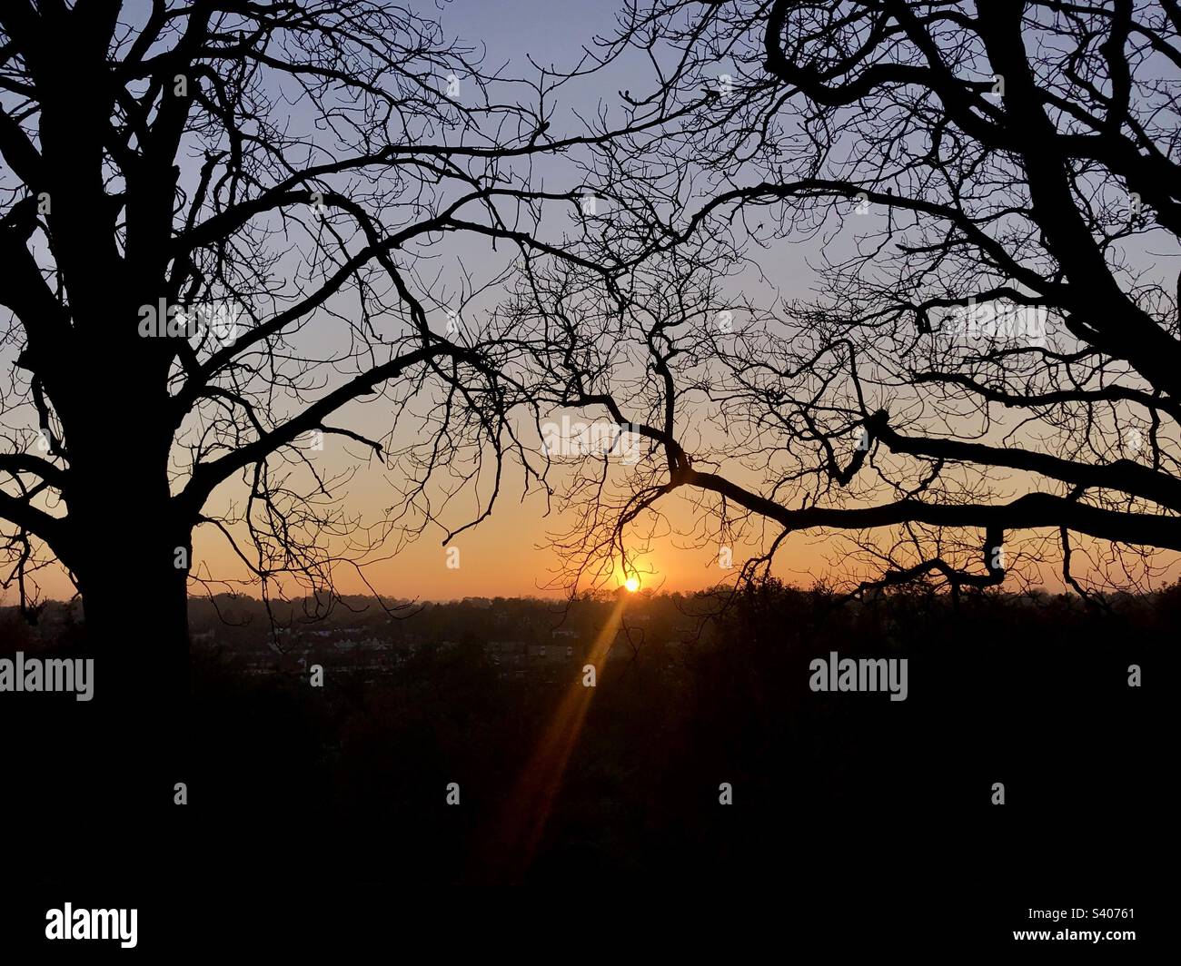 Sunset in a winter scene - Smartphone Captured Stock Image