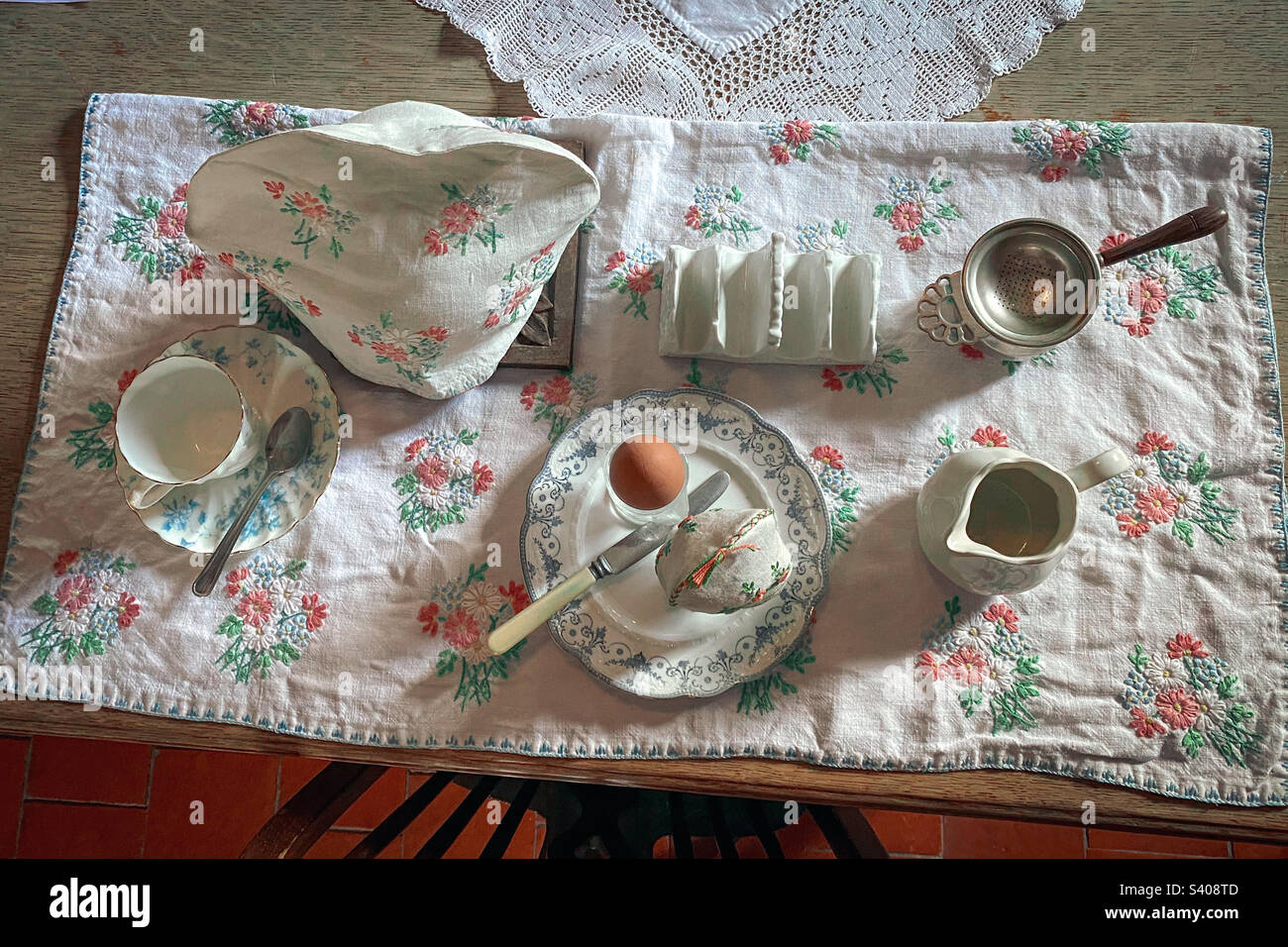 A traditional boiled egg breakfast tray. A mobile phone photo with some phone or tablet post processing. - Smartphone Captured Stock Image