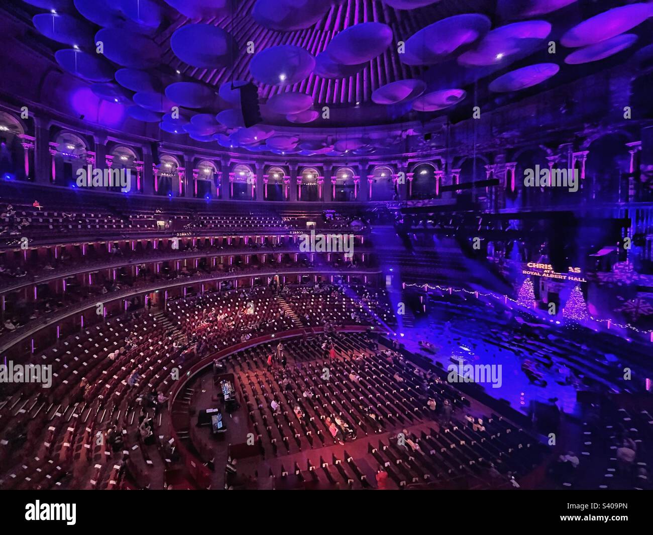 The Royal Albert Hall set for a Christmas concert - Kensington, London - Smartphone Captured Stock Image