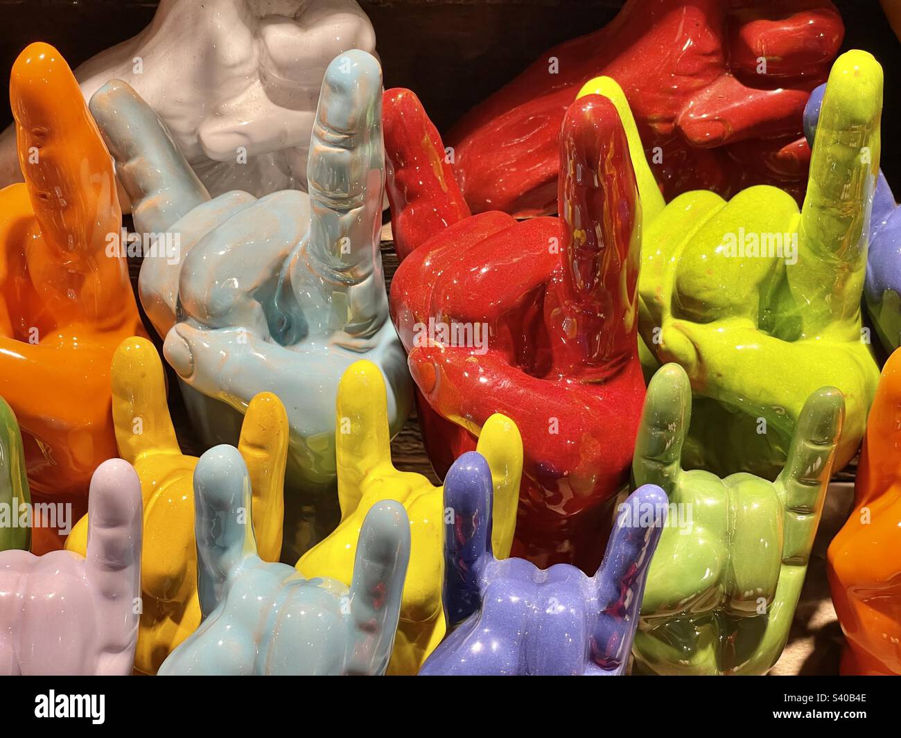 Superstition and evil eye, had made figurines, Naples, Via San Gregorio Armeno a picturesque alley in the heart of city - Smartphone Captured Stock Image