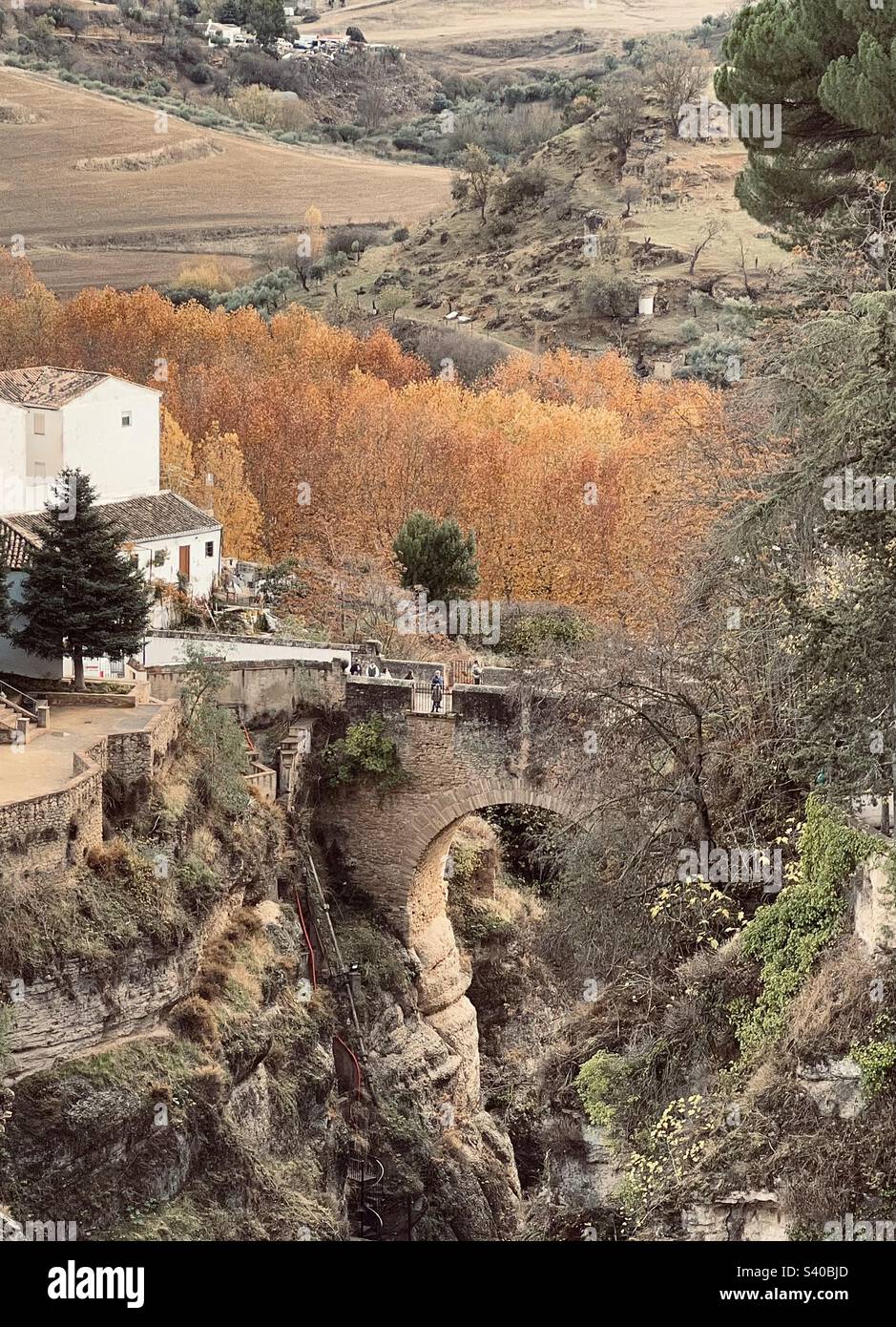 A bridge in Ronda, Andalusia, Spain. Name of the bridge is Puente Viejo - Smartphone Captured Stock Image