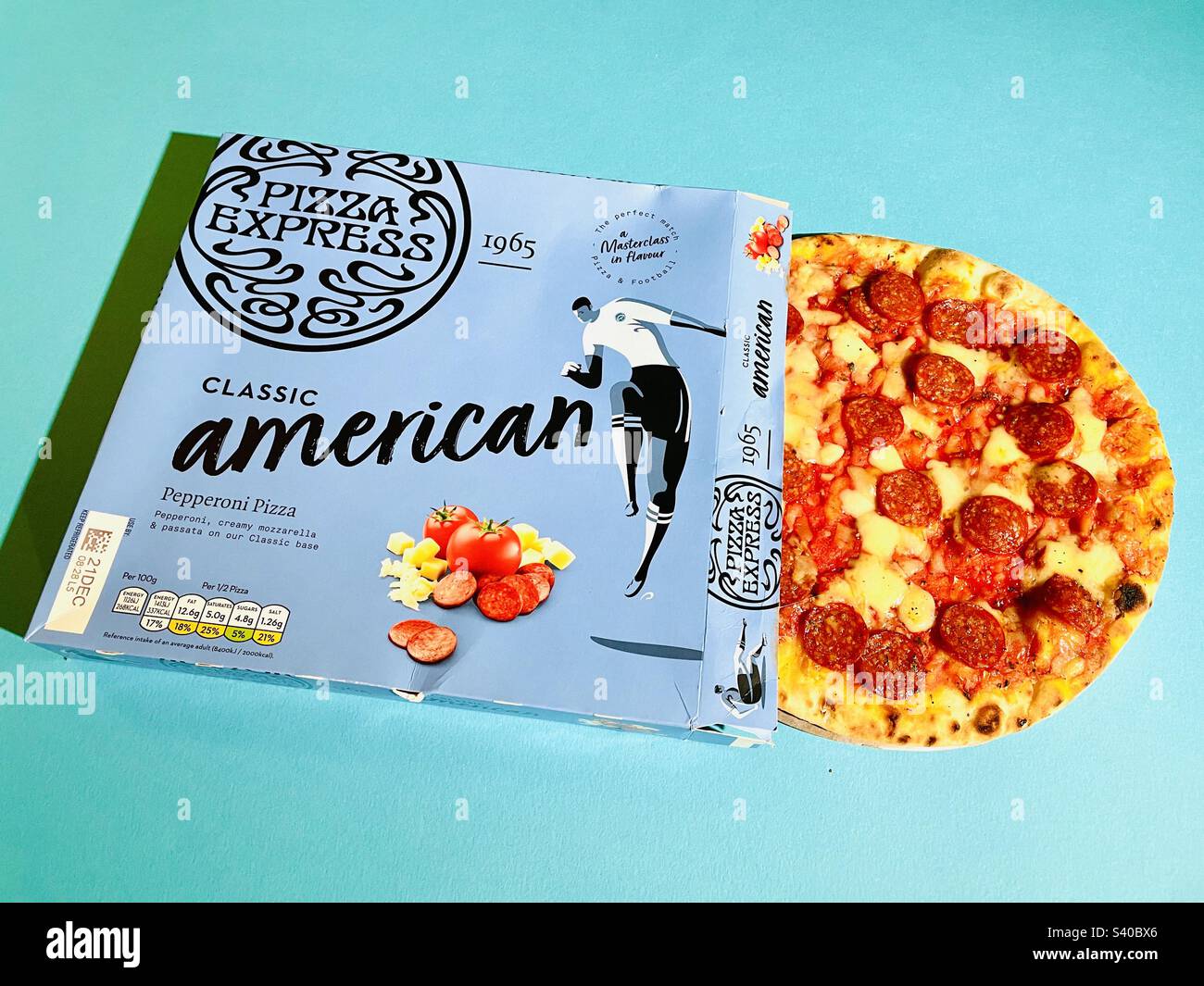 Pizza Express classic American pizza - Smartphone Captured Stock Image