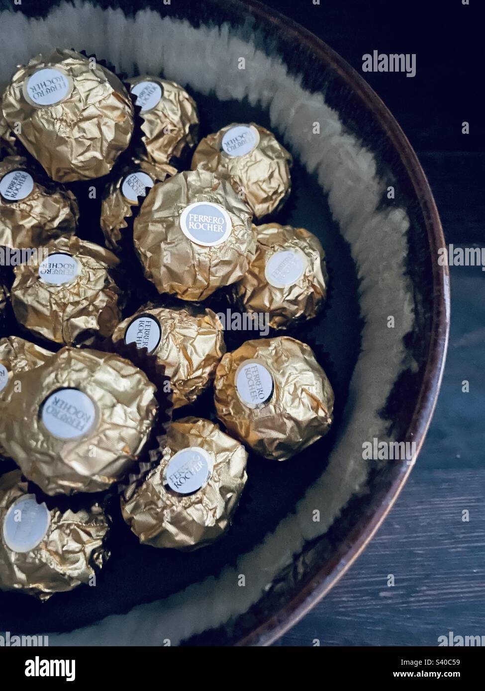 A bowl of Ferrero Rocher chocolates Stock Photo Alamy