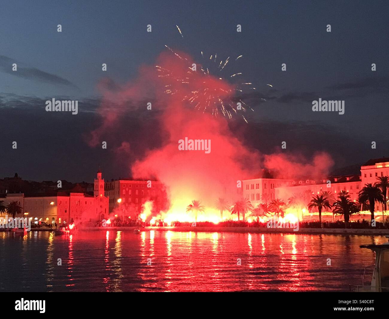 Celebration of the World Cup bronze medal. A huge part in Adriatic port of Split - Smartphone Captured Stock Image