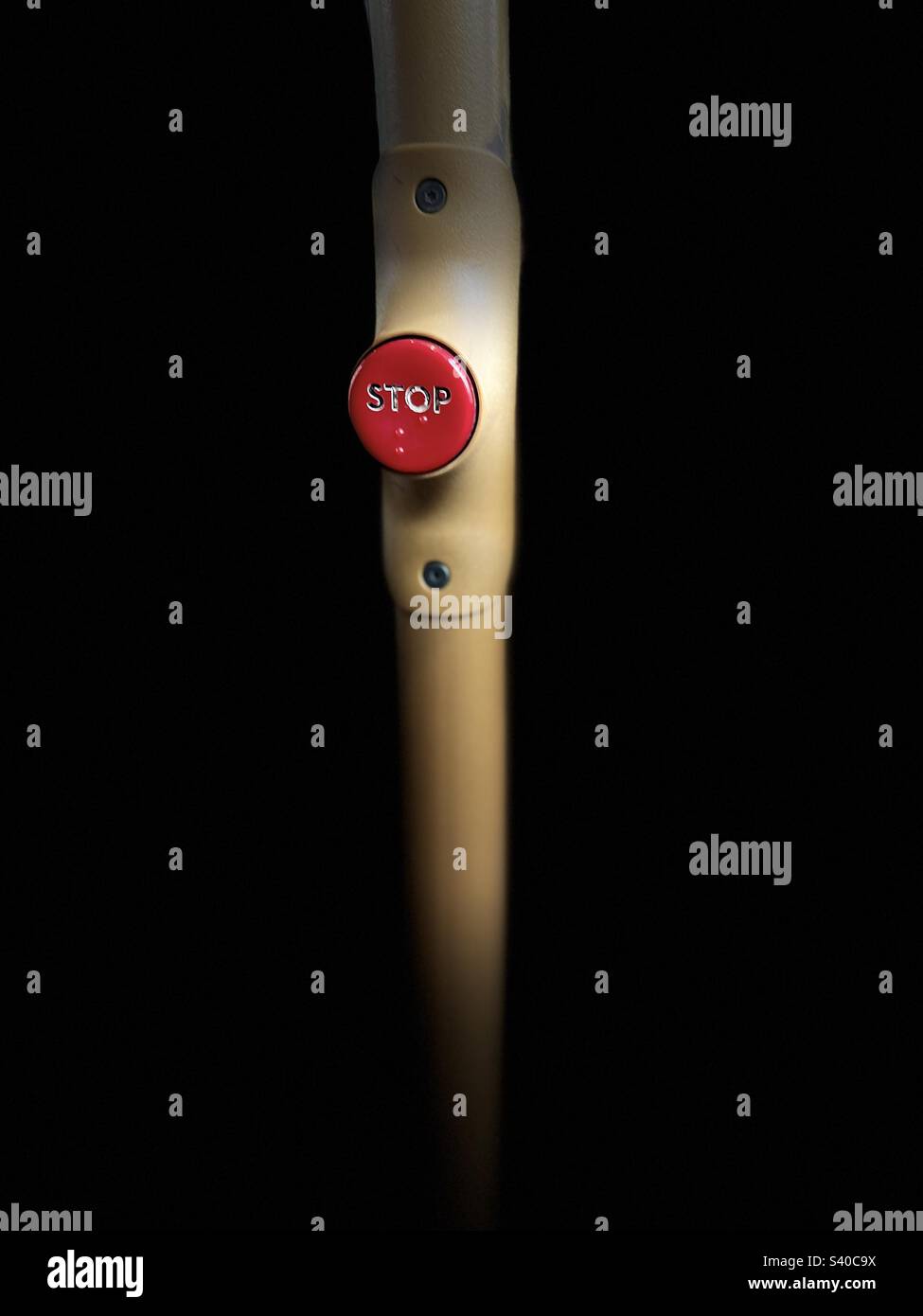 Stop push Button on London Bus Stock Photo Alamy