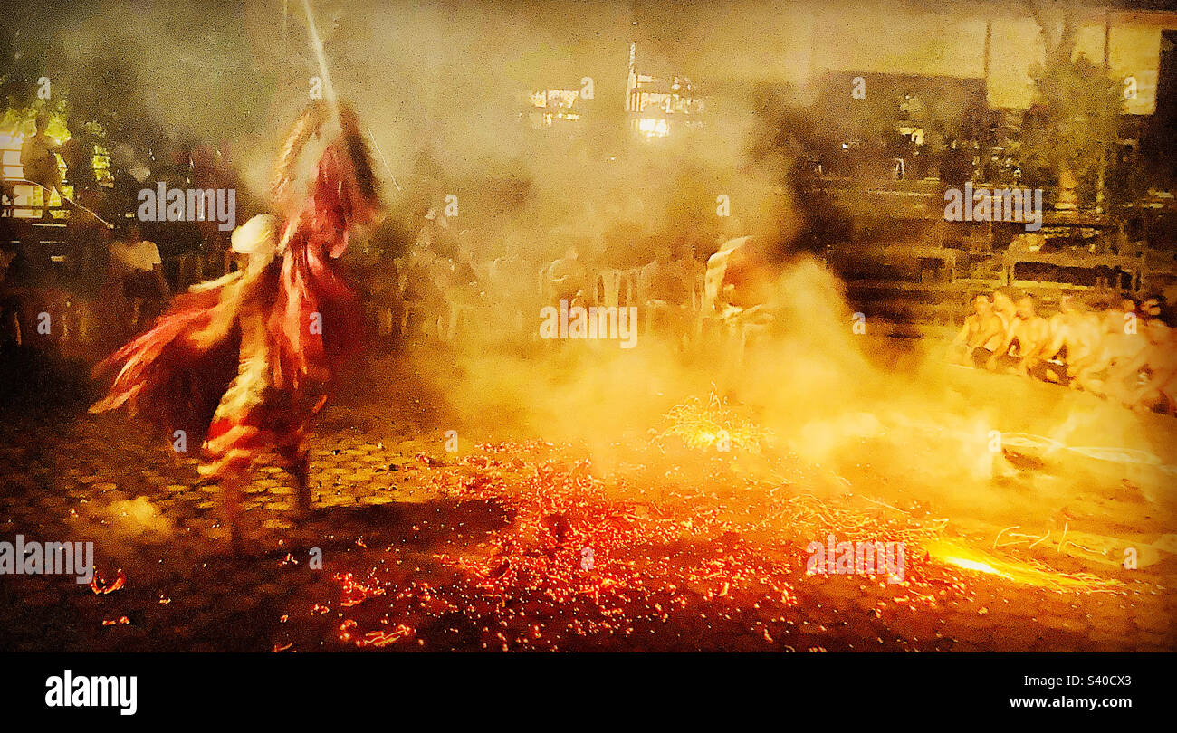 Fire dance in Bali - Smartphone Captured Stock Image