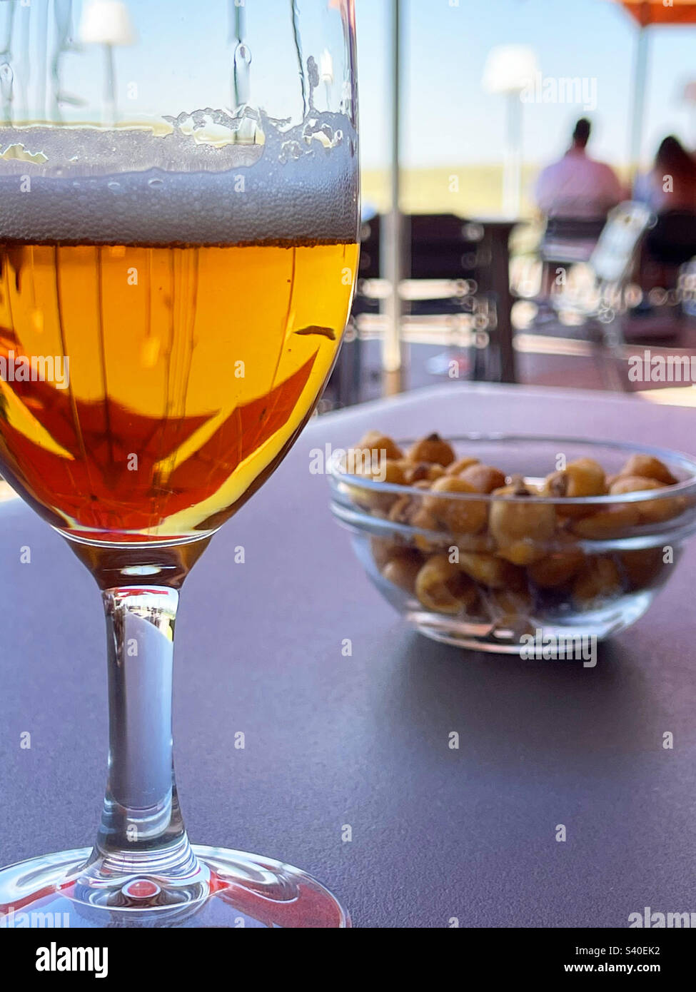 Glass of beer in a terrace. Spain. - Smartphone Captured Stock Image