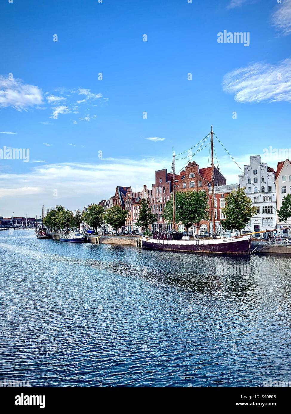 River view at Lübeck Germany - Smartphone Captured Stock Image