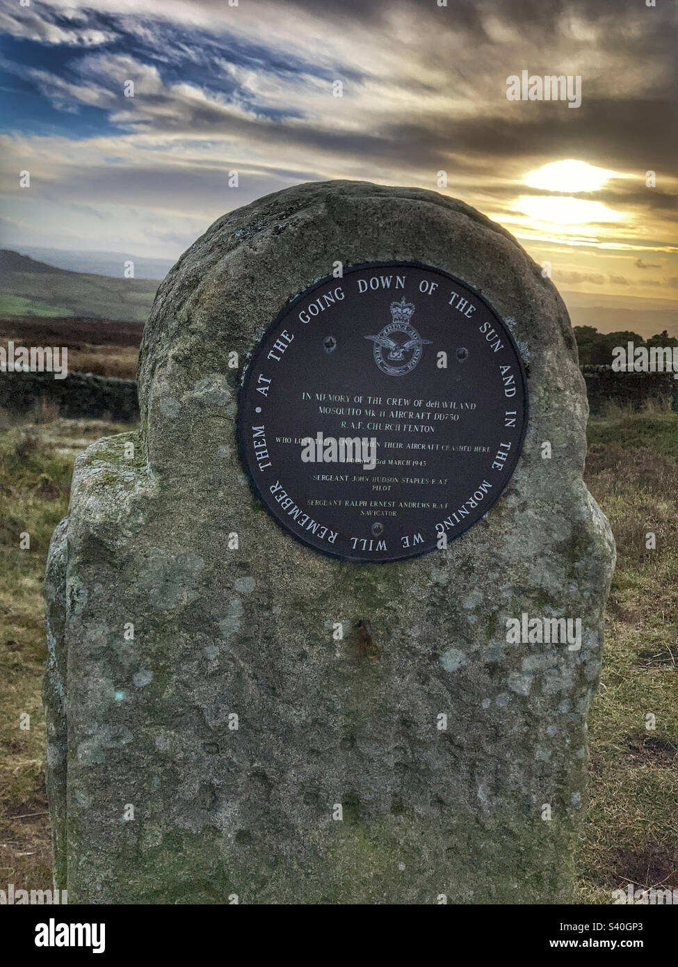 Memorial to the crew of Royal Air Force de Havilland Mosquito DD750 - Smartphone Captured Stock Image