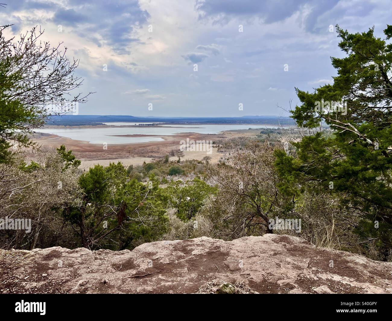 Photo taken from the top of a hill with Stillhouse Hollow Lake, Harker