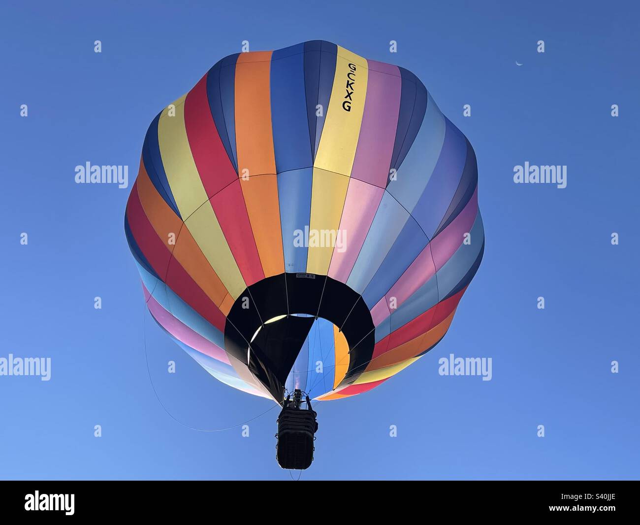 Colorful hot air balloon flying Stock Photo Alamy