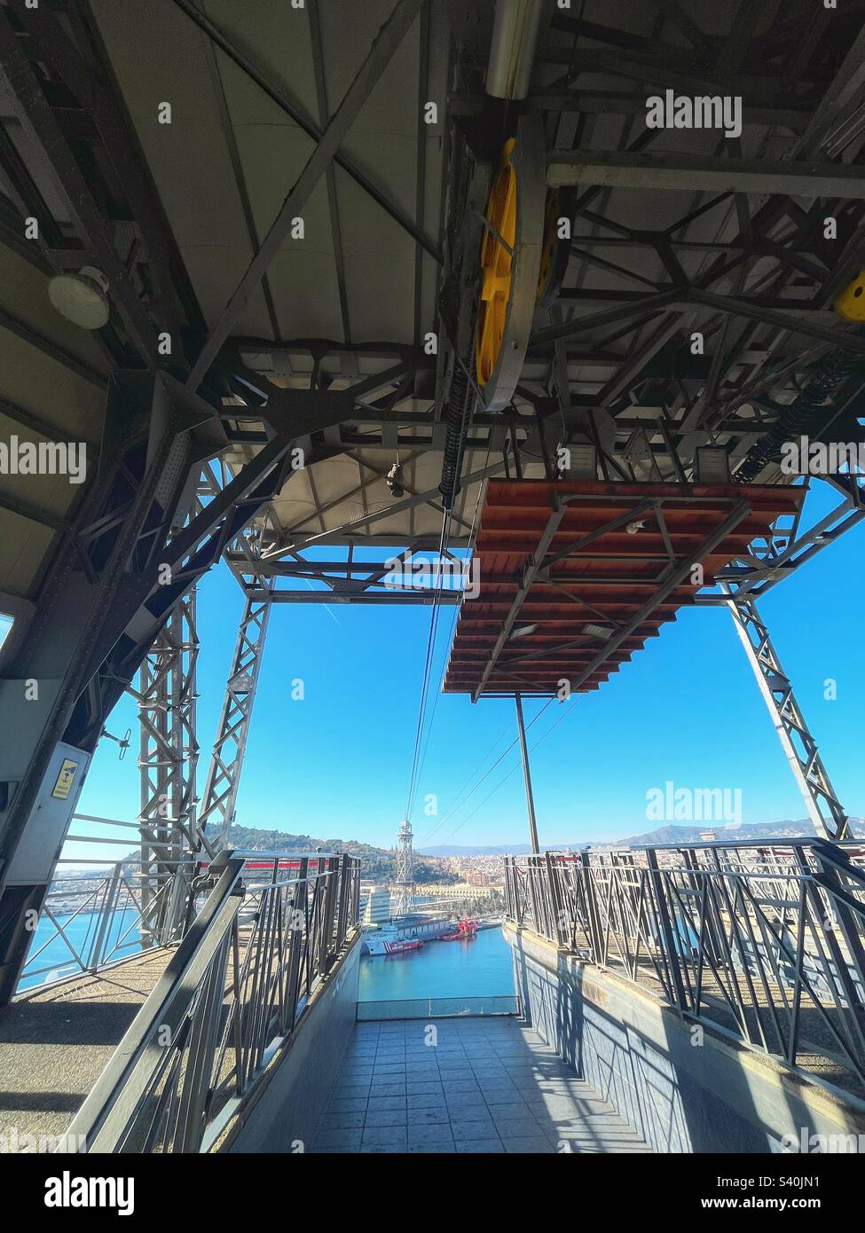 Inside the Port cable car tower in Barcelona designed 1929 Teleferic del Port this is Torre