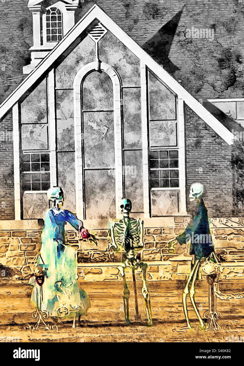 Passed by this skeletal wedding ceremony taking place in Utah, USA during October. - Smartphone Captured Stock Image