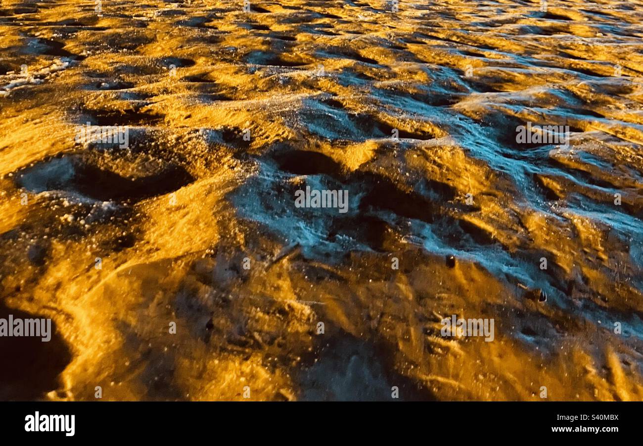 Walking on a frozen lake with minus 20, in the cold winter of north east of China.the scenario looks like the moon soil Stock Photo