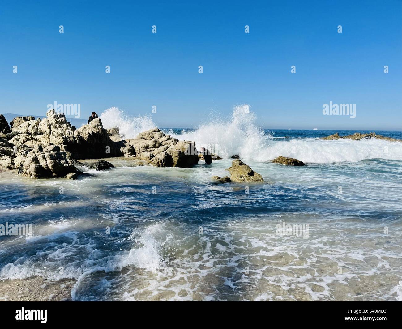 Waves crashing on Conchas Chinas beach in Puerto Vallarta, Jalisco, Mexico. - Smartphone Captured Stock Image