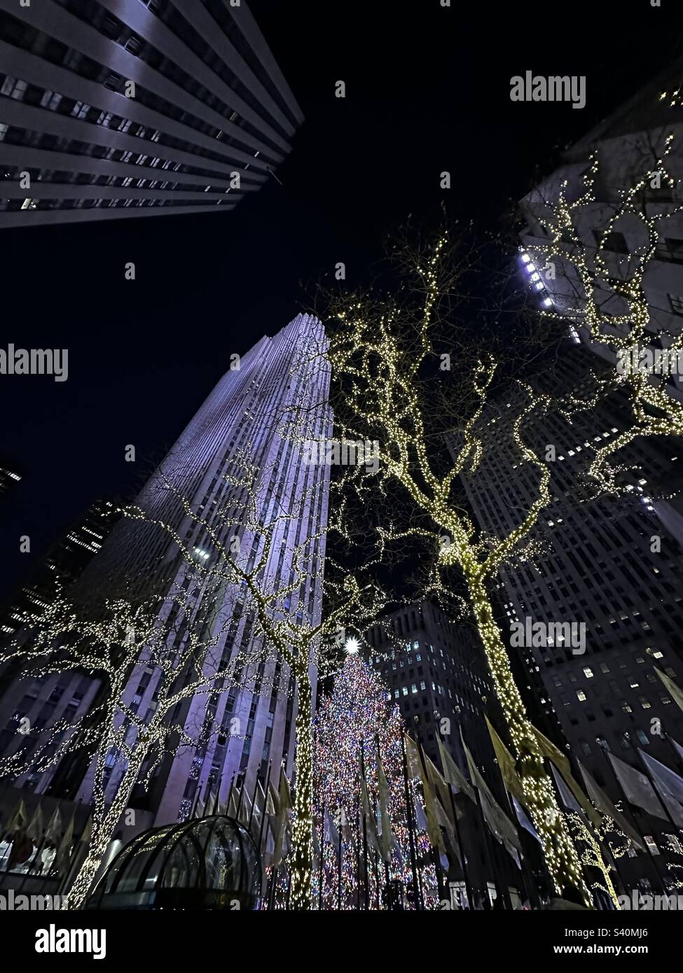 Rockefeller Center Christmas Tree Lighting, Manhattan, New York Stock