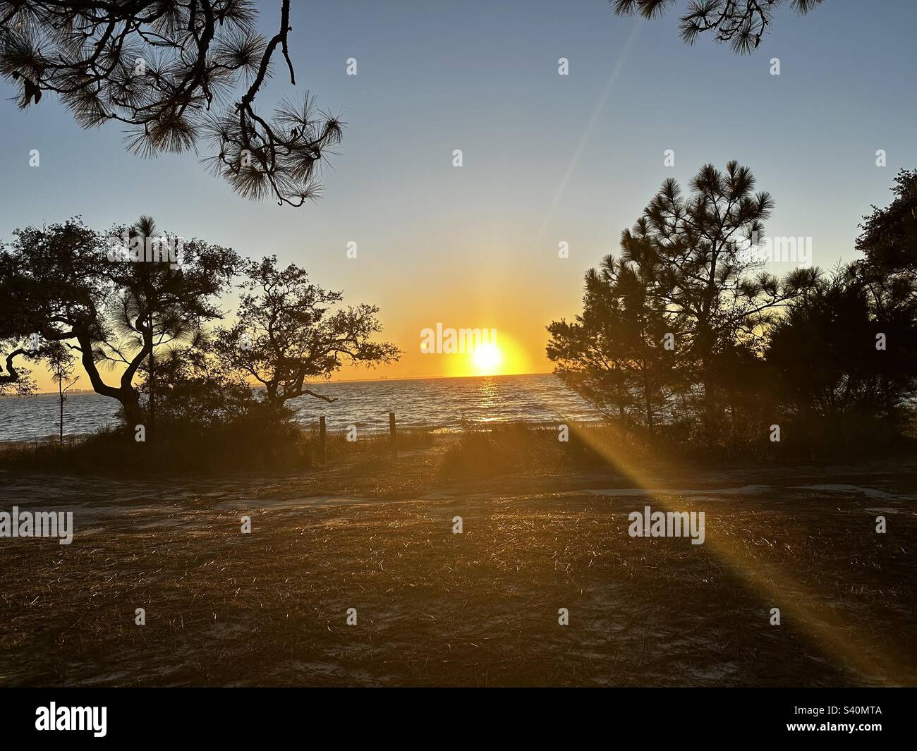 Bright sunset over a bay - Smartphone Captured Stock Image