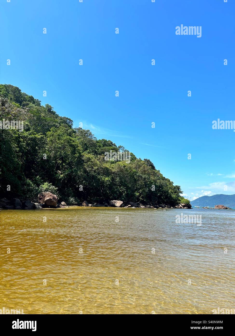 Sunny day in the beach! River and sea! Stock Photo