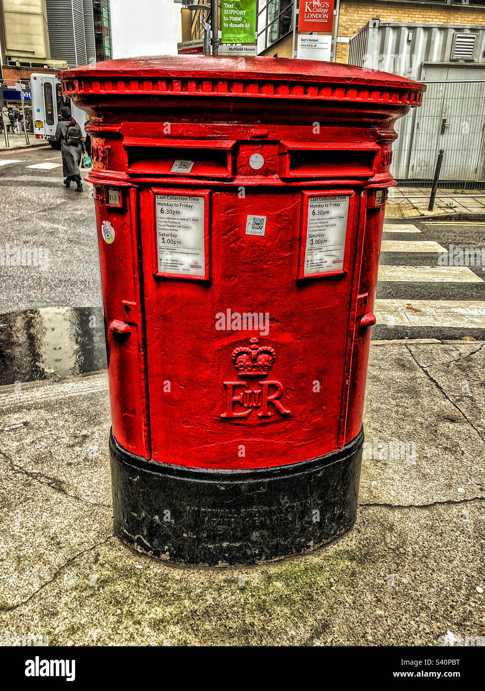 Old fashioned Double Post Box near London Bridge Station Stock Photo