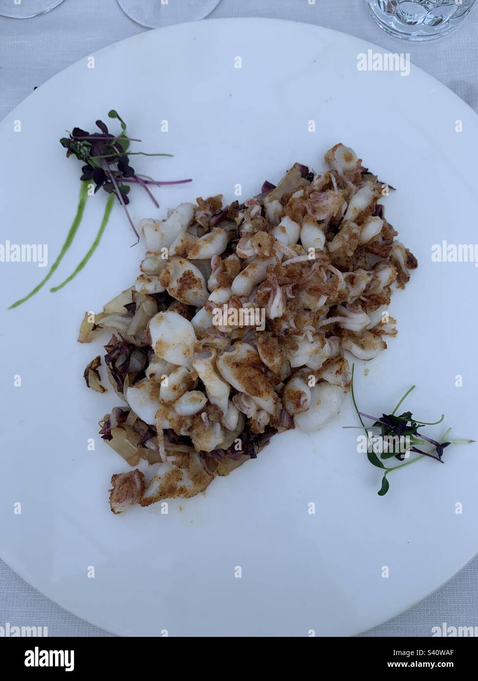 Sea Food; High end cuisine; Dish; Gourmet; Restaurant; Delicious; Fresh; Milan; Italy - Smartphone Captured Stock Image