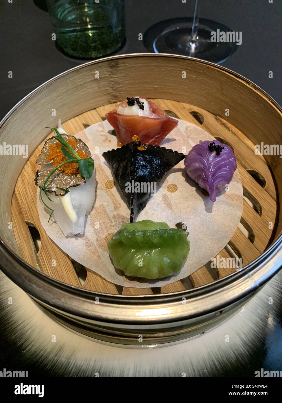 Food photography; Gourmet; Ravioli; Fish - Smartphone Captured Stock Image