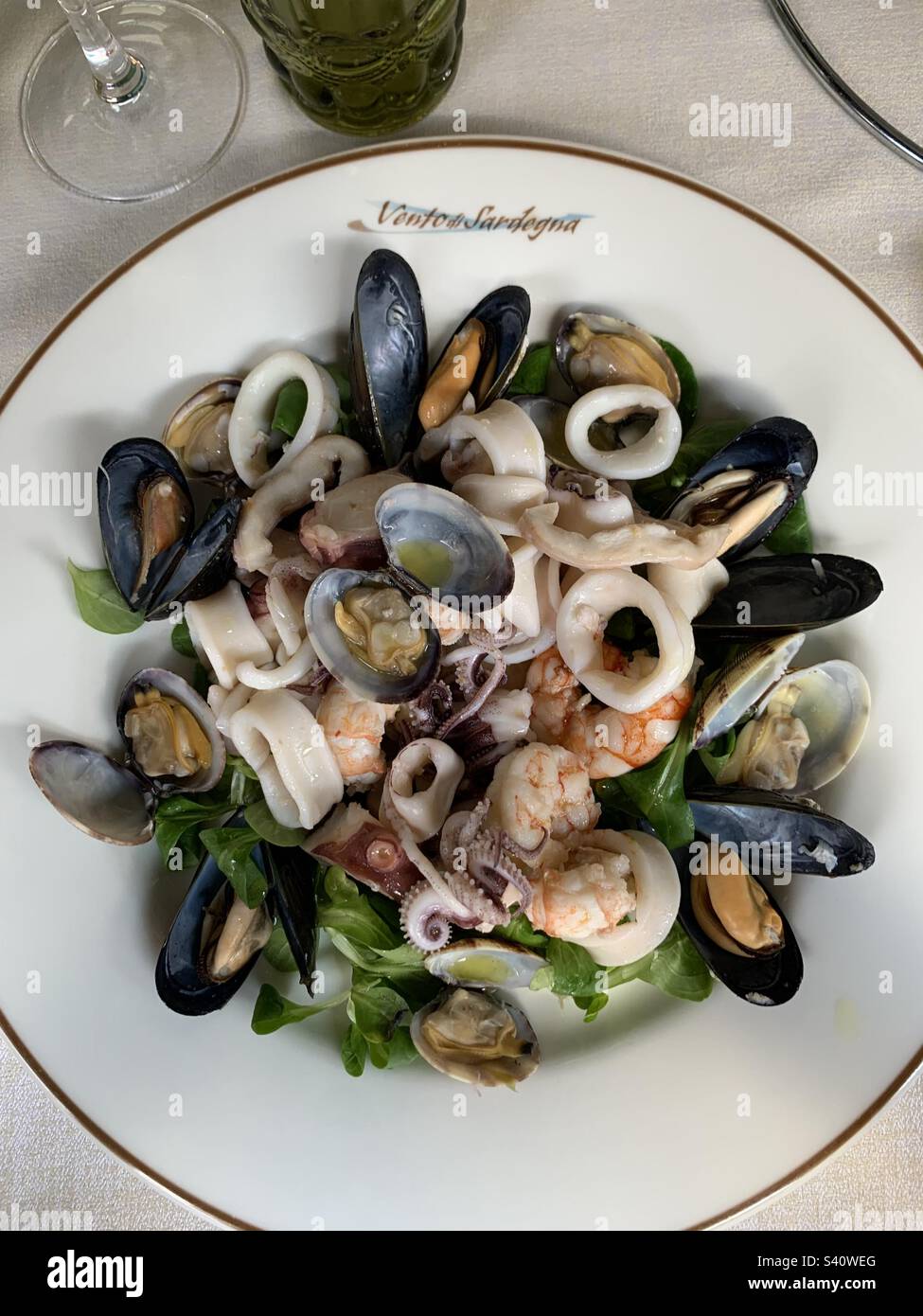 Food photography; Top view; Sea food; Fish; Delicious - Smartphone Captured Stock Image