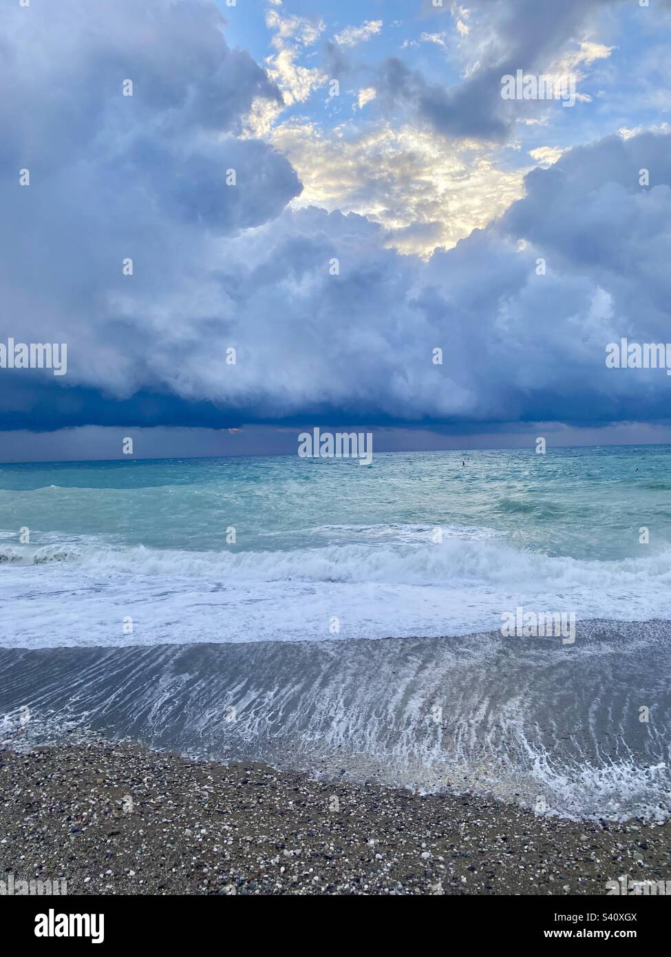 storm rain winter sea blue sky Stock Photo