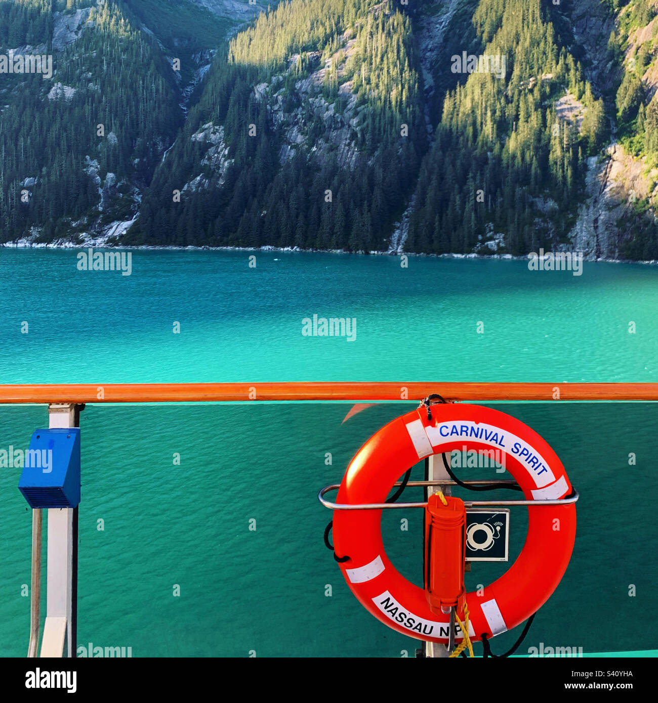 August, 2022, On the Carnival Spirit, sailing through Tracy Arm Fjord, Alaska, United States - Smartphone Captured Stock Image
