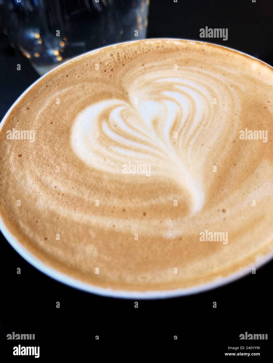 Close up of a flat white coffee Stock Photo