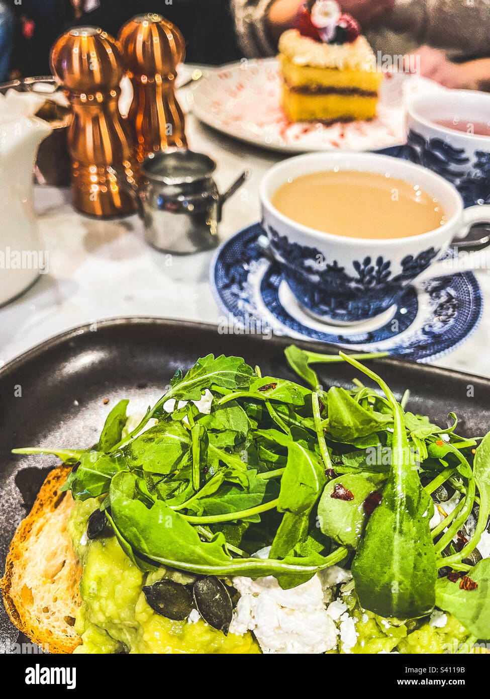 Lunch in Liberty’s cafe, London - Smartphone Captured Stock Image