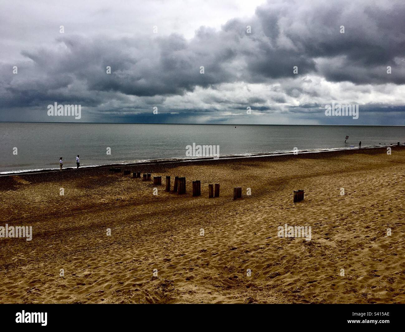 Gorleston beach, dramatic scene, stormy sky, Norfolk, Stock Photo