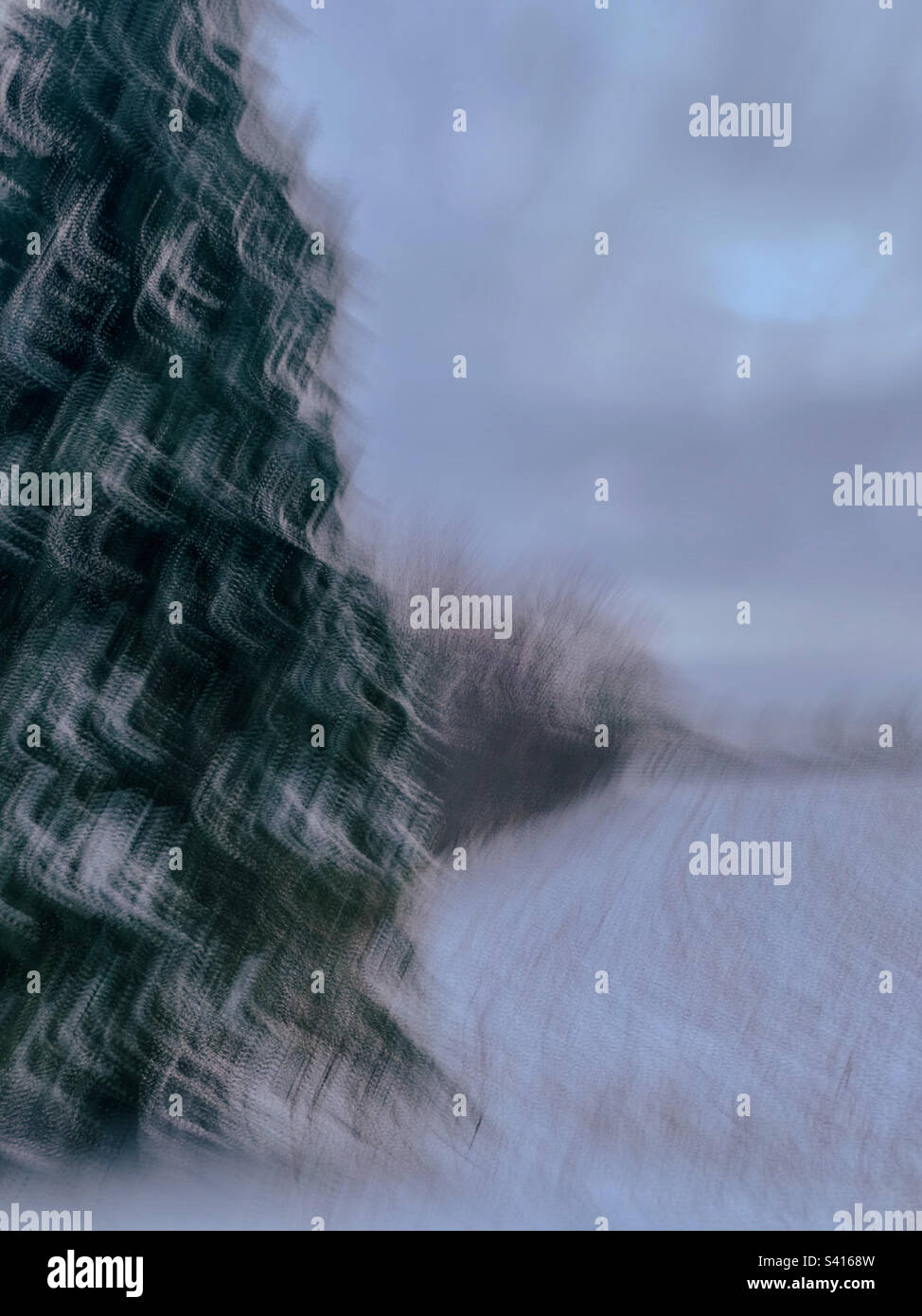 Intentionally blurred winter rural landscape Stock Photo