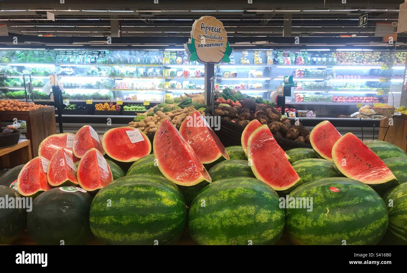 Watermelon In Store Big supermarket hi-res stock photography and images - Alamy