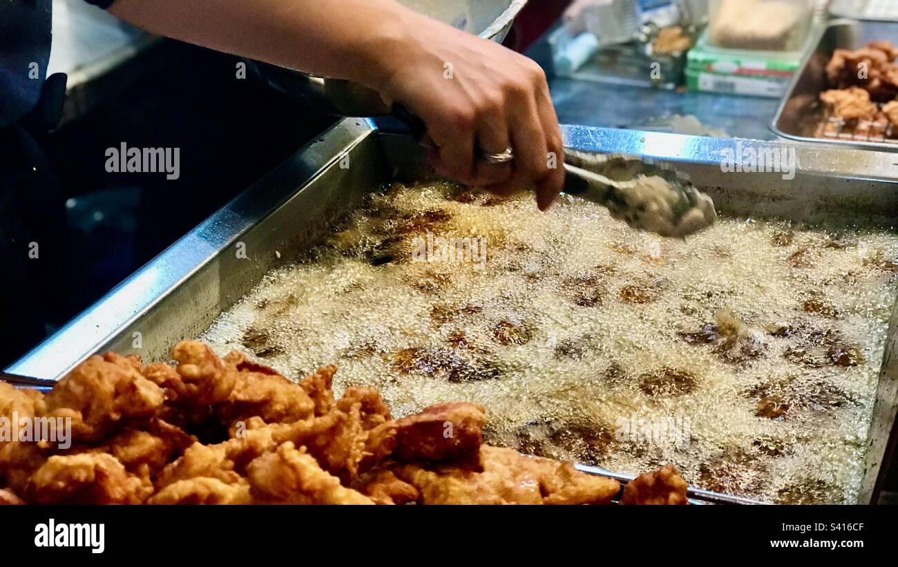 Deep fryer in night market in Japan Stock Photo Alamy