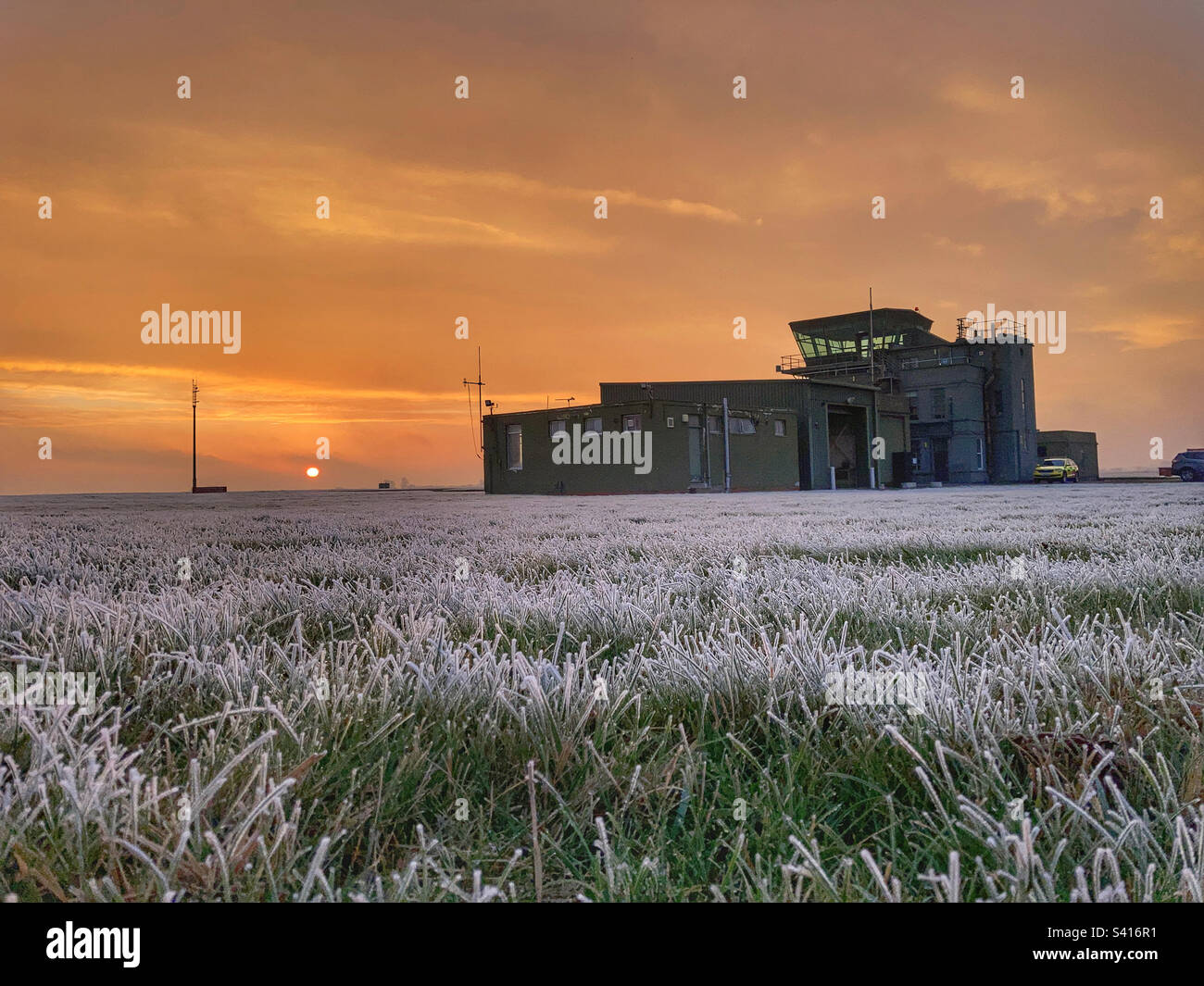Sunrise at RAF Topcliffe Air Traffic Control - Smartphone Captured Stock Image