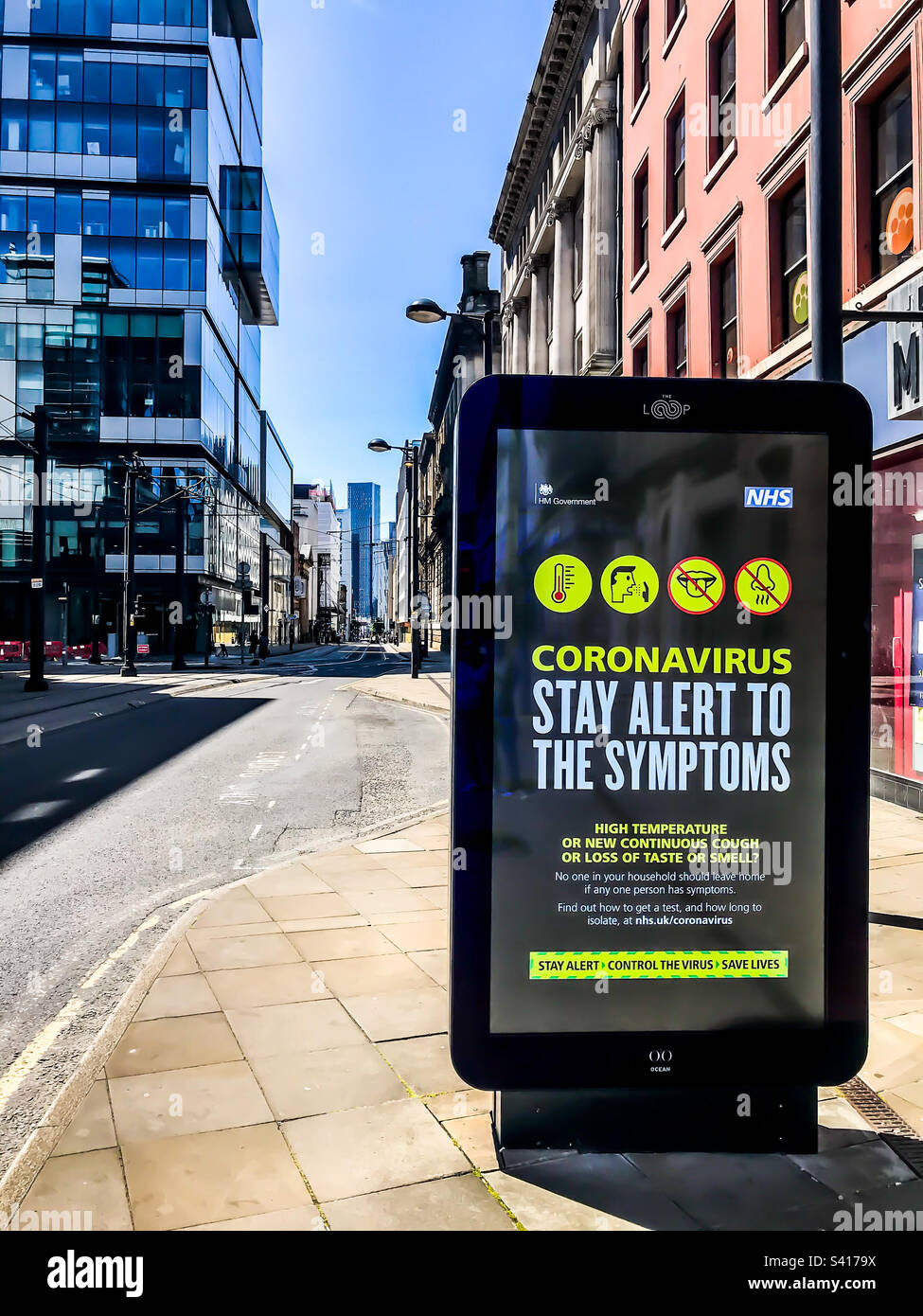 Mosley street, Manchester, lockdown - Smartphone Captured Stock Image