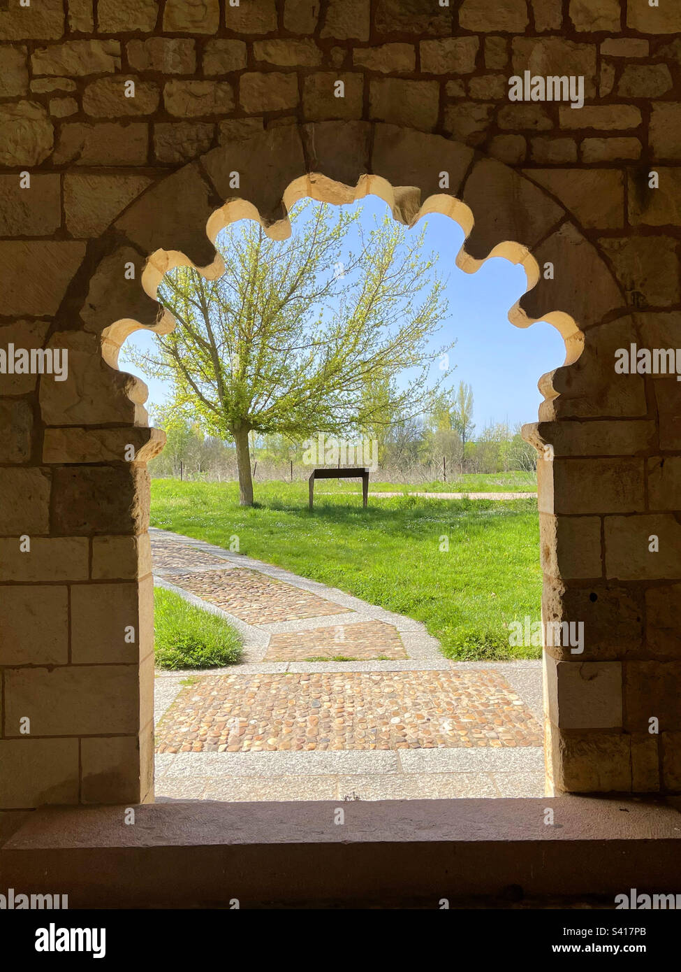 Romanesque gate. Nuestra Señora de la Asuncion church, Duraton, Segovia province, Castilla Leon, Spain. - Smartphone Captured Stock Image