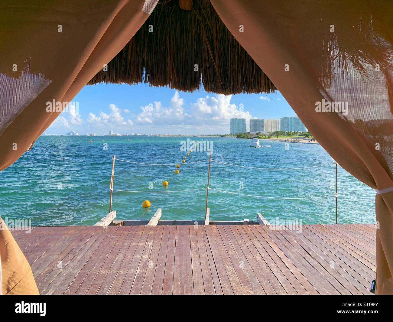On the water at the Dreams Vista Cancun Golf and Spa Resort, Cancun, Quintana Roo, Mexico - Smartphone Captured Stock Image