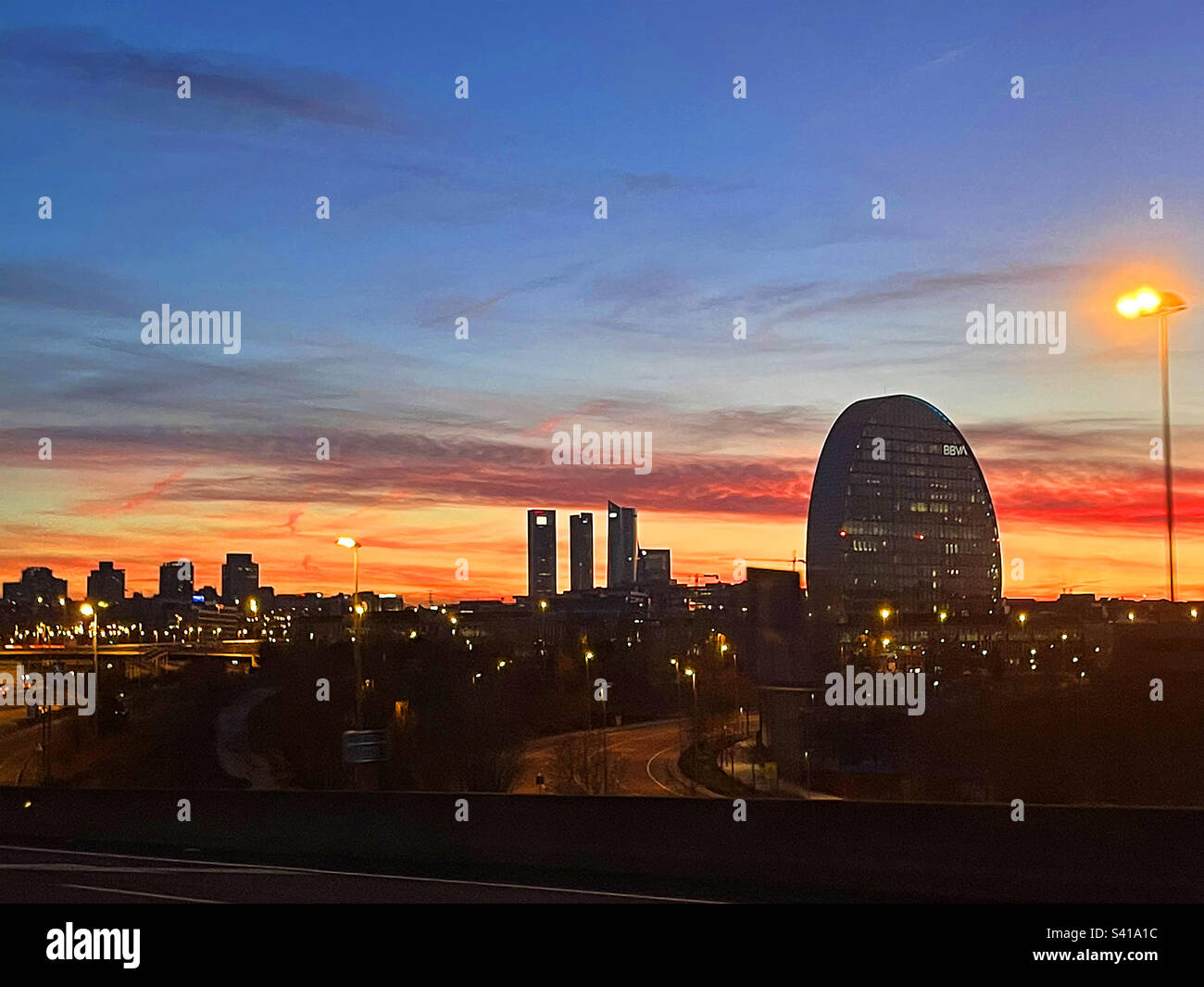 Skyline at dusk. Madrid, Spain. - Smartphone Captured Stock Image