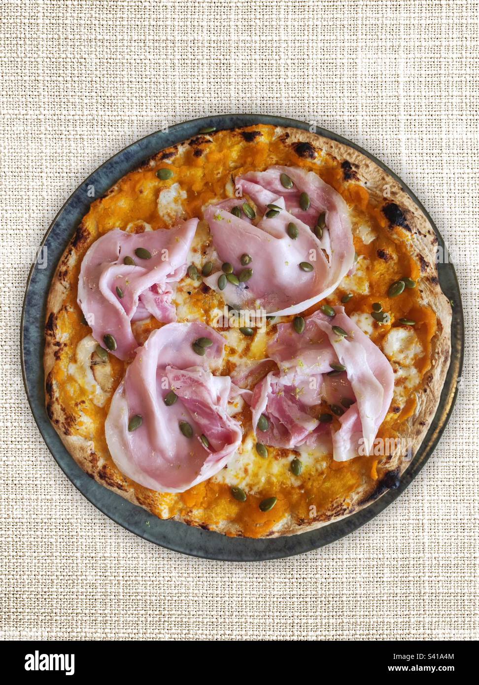 Pizza con mortadella Stock Photo
