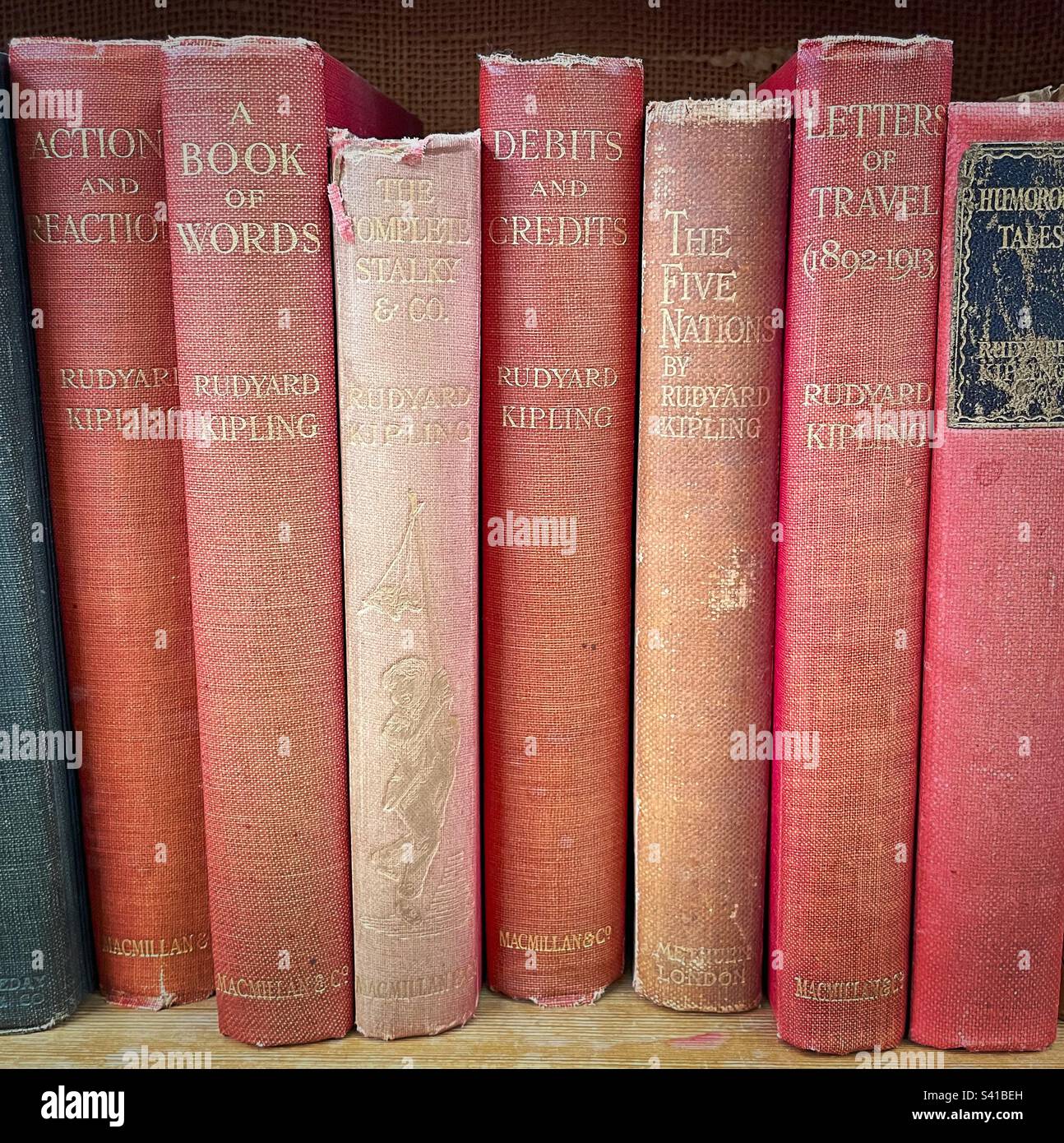 Books written by Rudyard Kipling, showing signs of age and of being