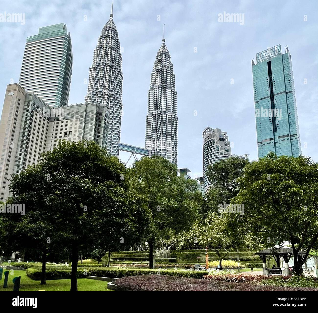 Petronas Twin Towers and Four Seasons Hotel in KLCC Park Kuala Lumpur Stock Photo Alamy
